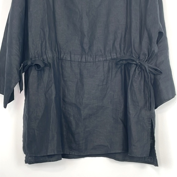 Eileen Fisher Black Bateau Neck 100% Linen Tunic Top. Size Medium. - Picture 5 of 12